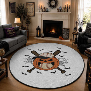 Creepy Jack O Lantern Baseball Round Rug Halloween Gift