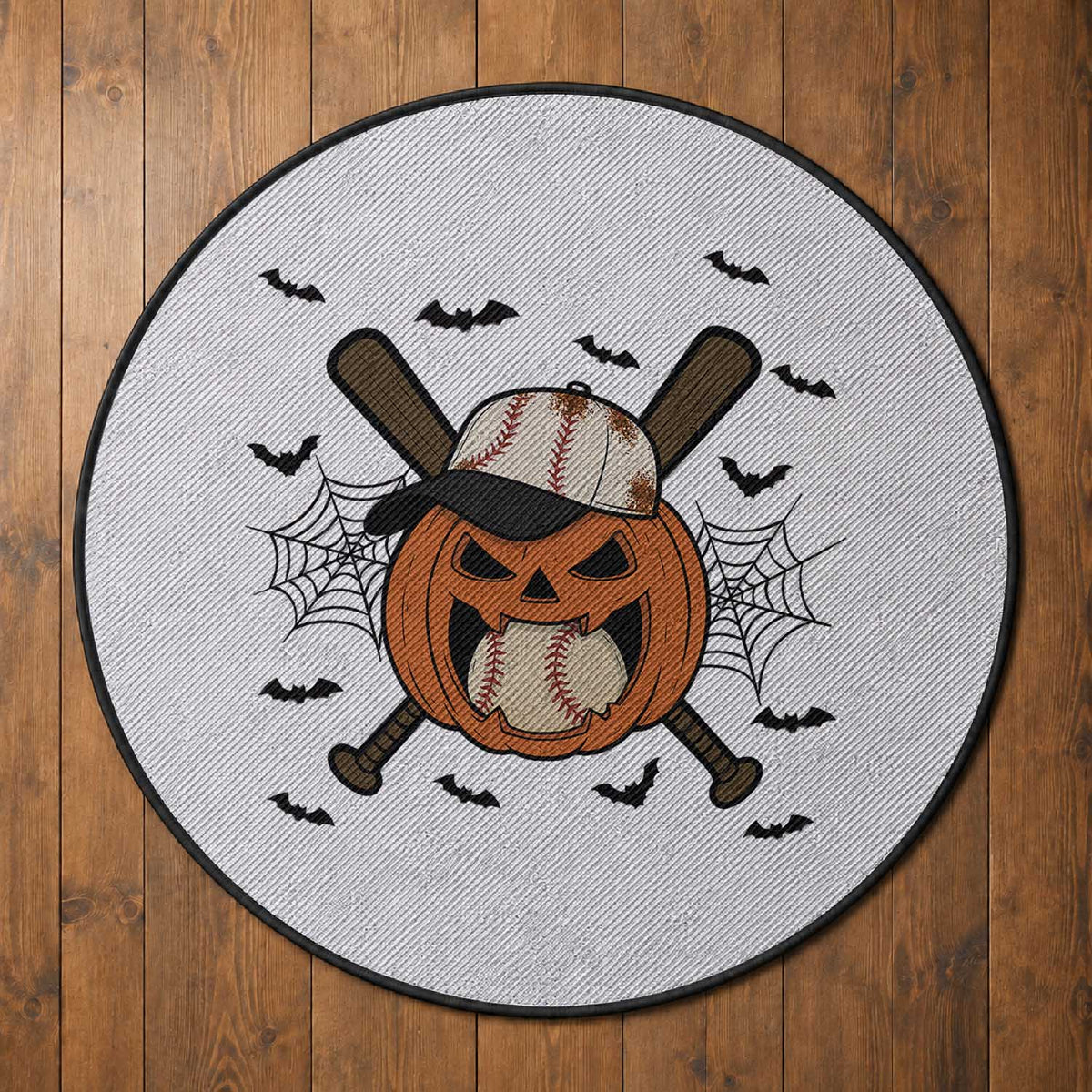 Creepy Jack O Lantern Baseball Round Rug Halloween Gift