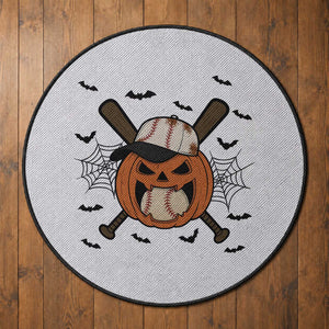 Creepy Jack O Lantern Baseball Round Rug Halloween Gift