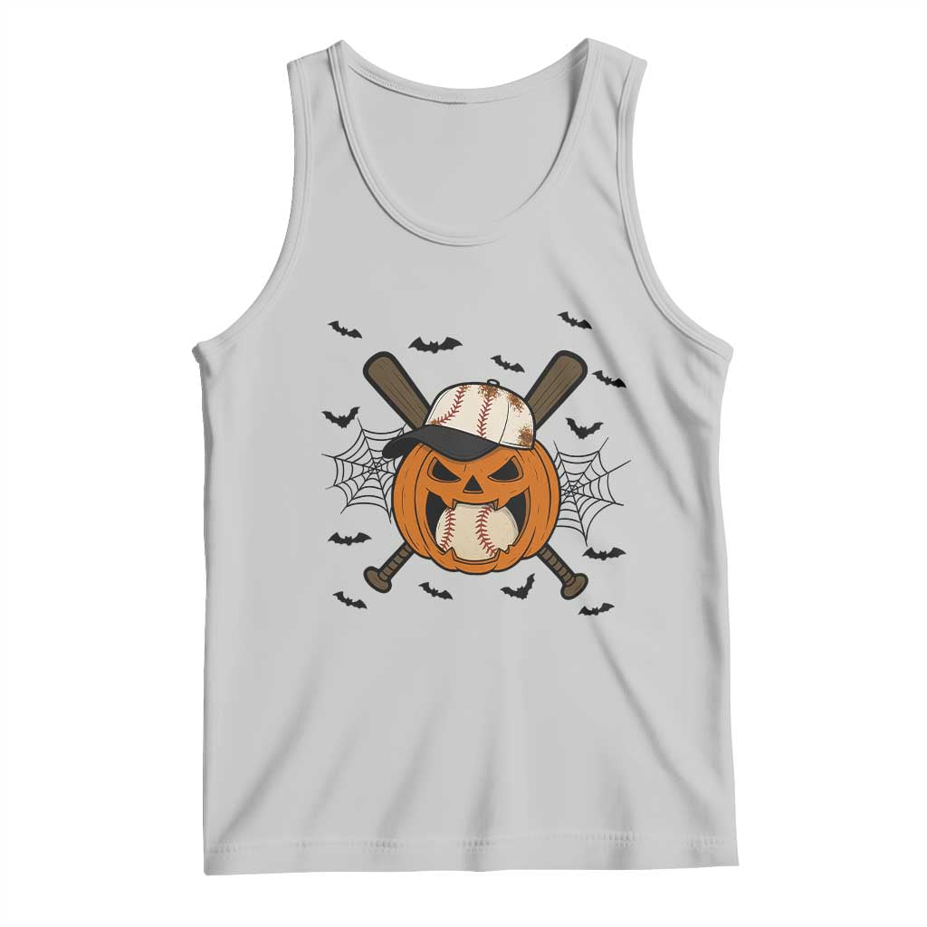 Creepy Jack O Lantern Baseball Tank Top Halloween Gift TS12 Ash Print Your Wear