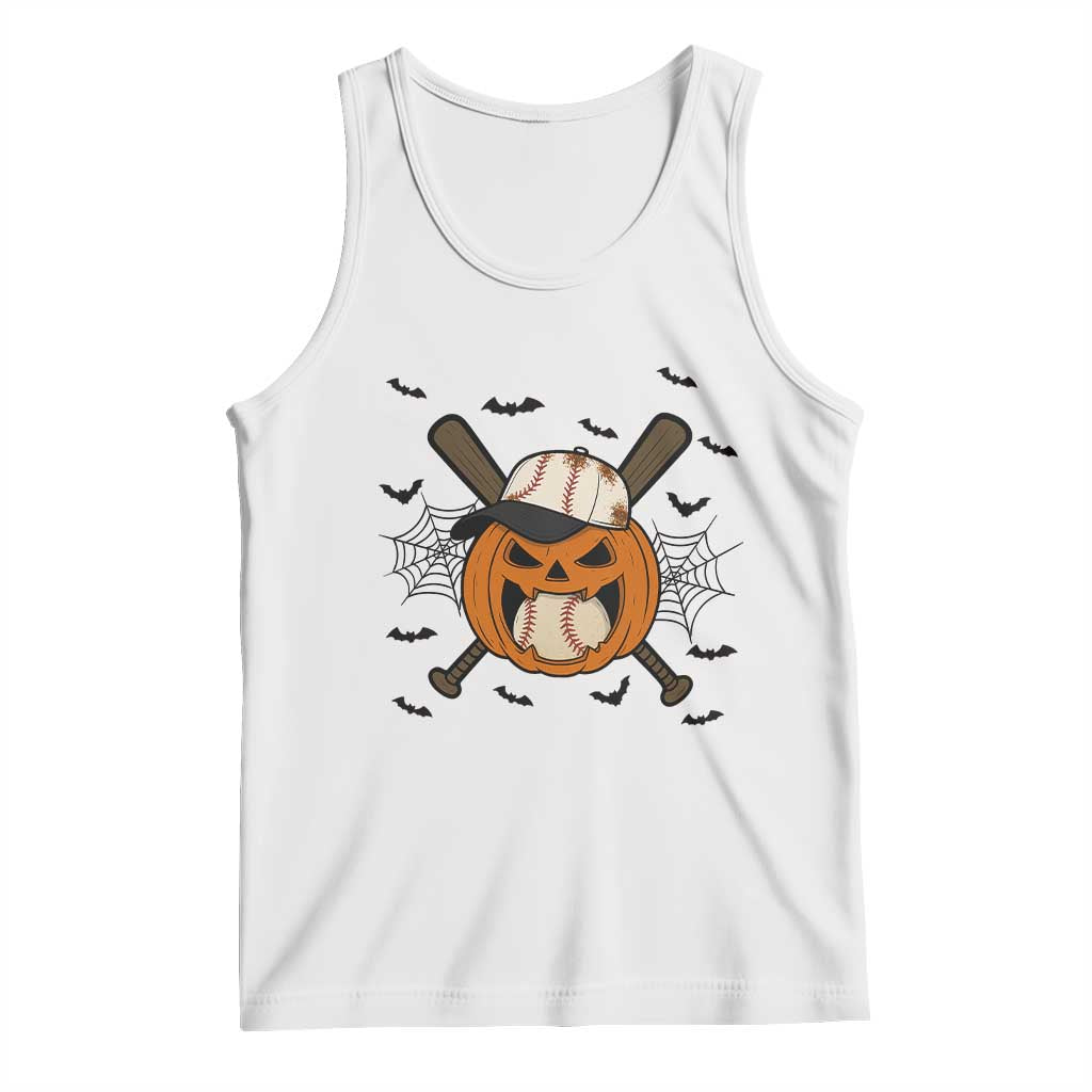 Creepy Jack O Lantern Baseball Tank Top Halloween Gift TS12 White Print Your Wear
