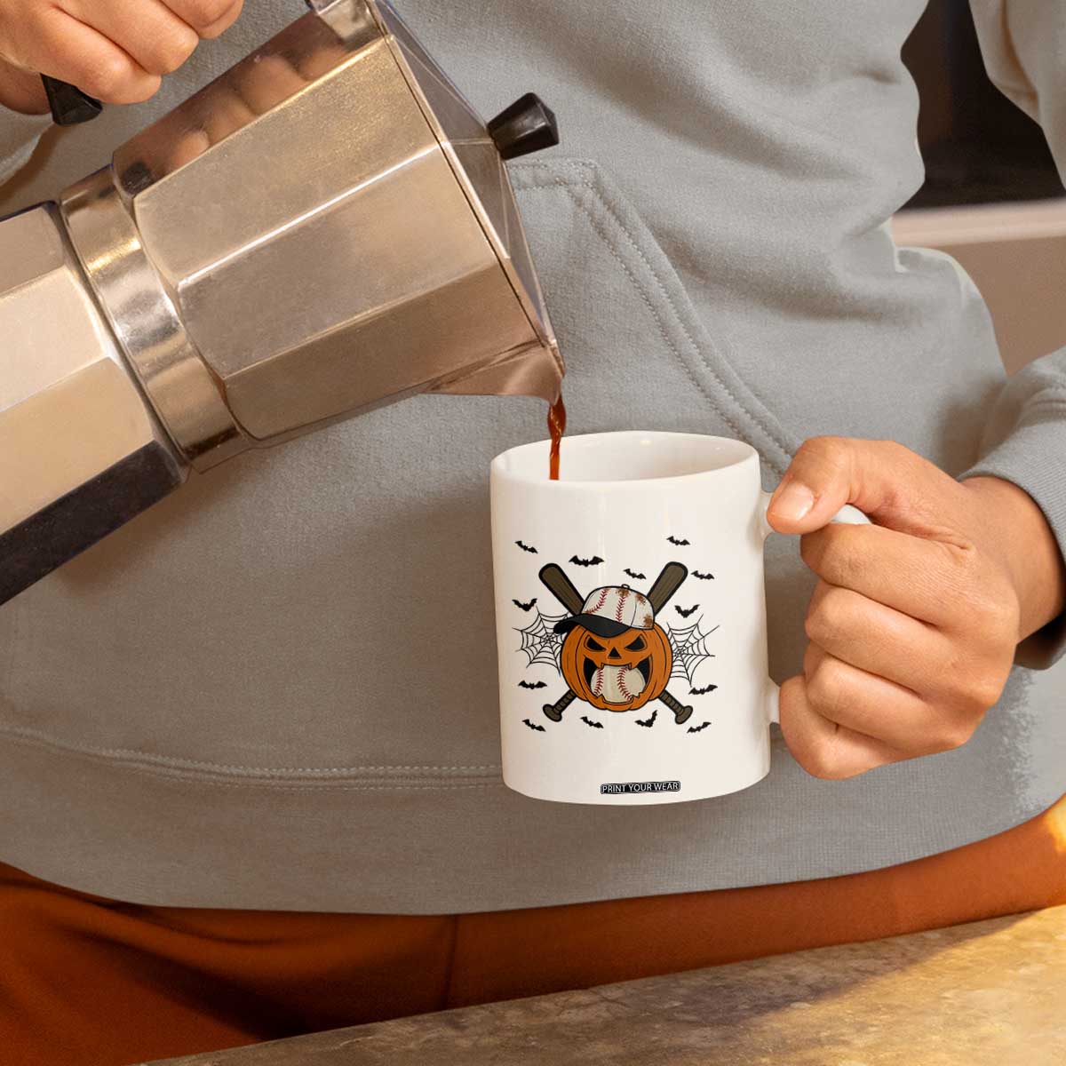 Creepy Jack O Lantern Baseball Coffee Mug Halloween Gift TS12 Print Your Wear