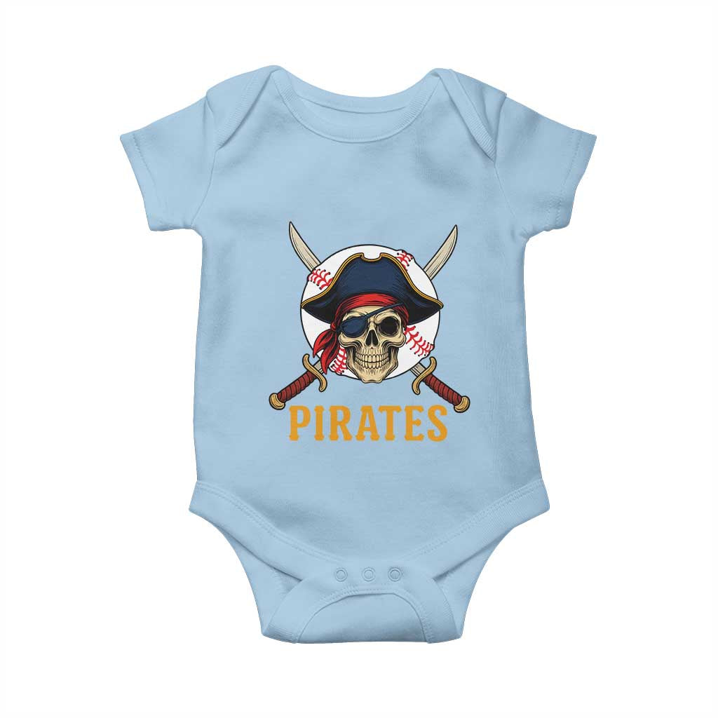Pirates Baseball Baby Onesie Skeleton Sport Lover Gift TS12 Light Blue Print Your Wear