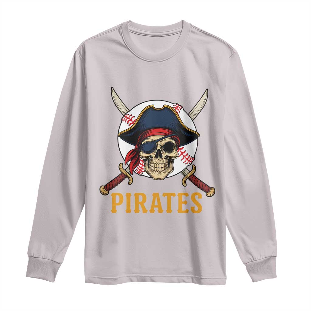 Pirates Baseball Long Sleeve Shirt Skeleton Sport Lover Gift TS12 Ice Gray Print Your Wear