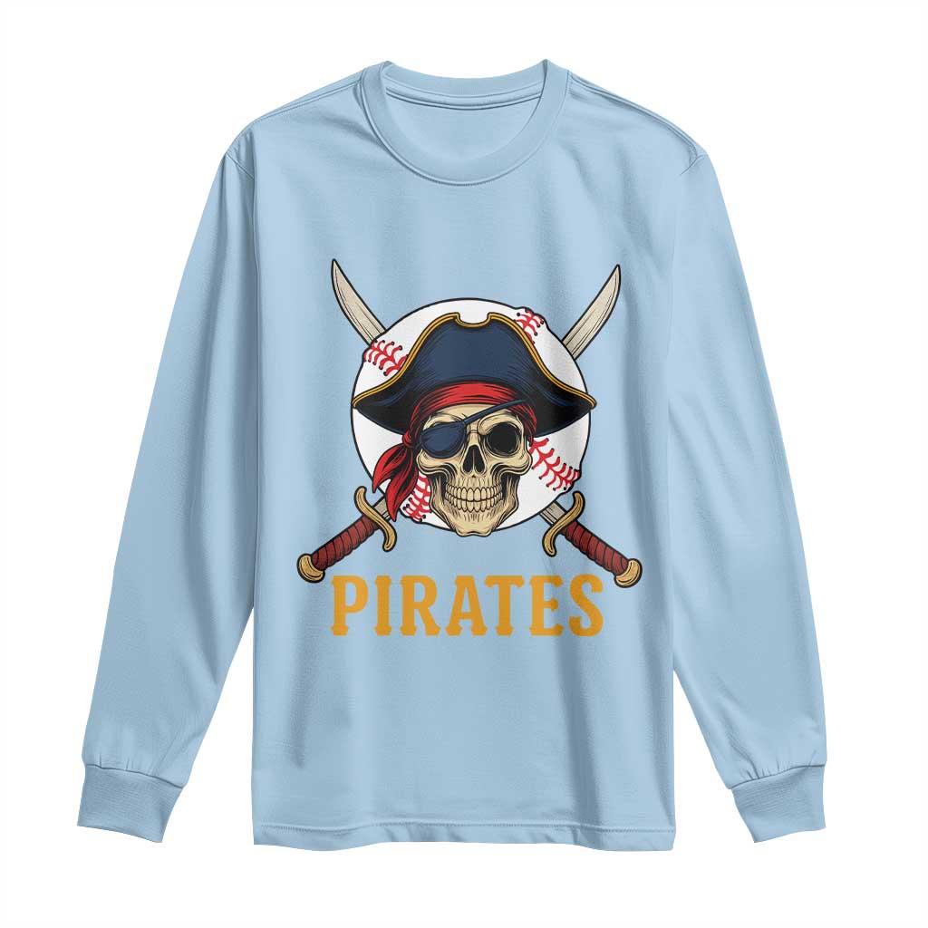 Pirates Baseball Long Sleeve Shirt Skeleton Sport Lover Gift TS12 Light Blue Print Your Wear