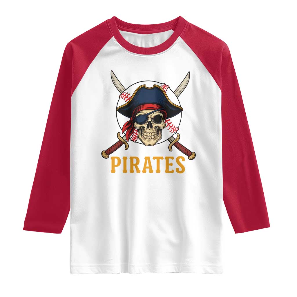 Pirates Baseball Raglan Shirt Skeleton Sport Lover Gift TS12 White Red Print Your Wear