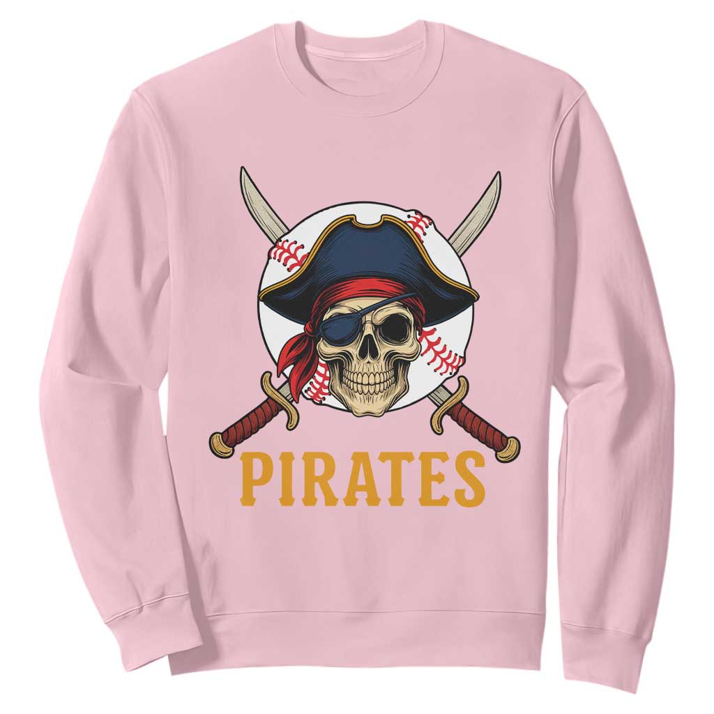 Pirates Baseball Sweatshirt Skeleton Sport Lover Gift TS12 Light Pink Print Your Wear