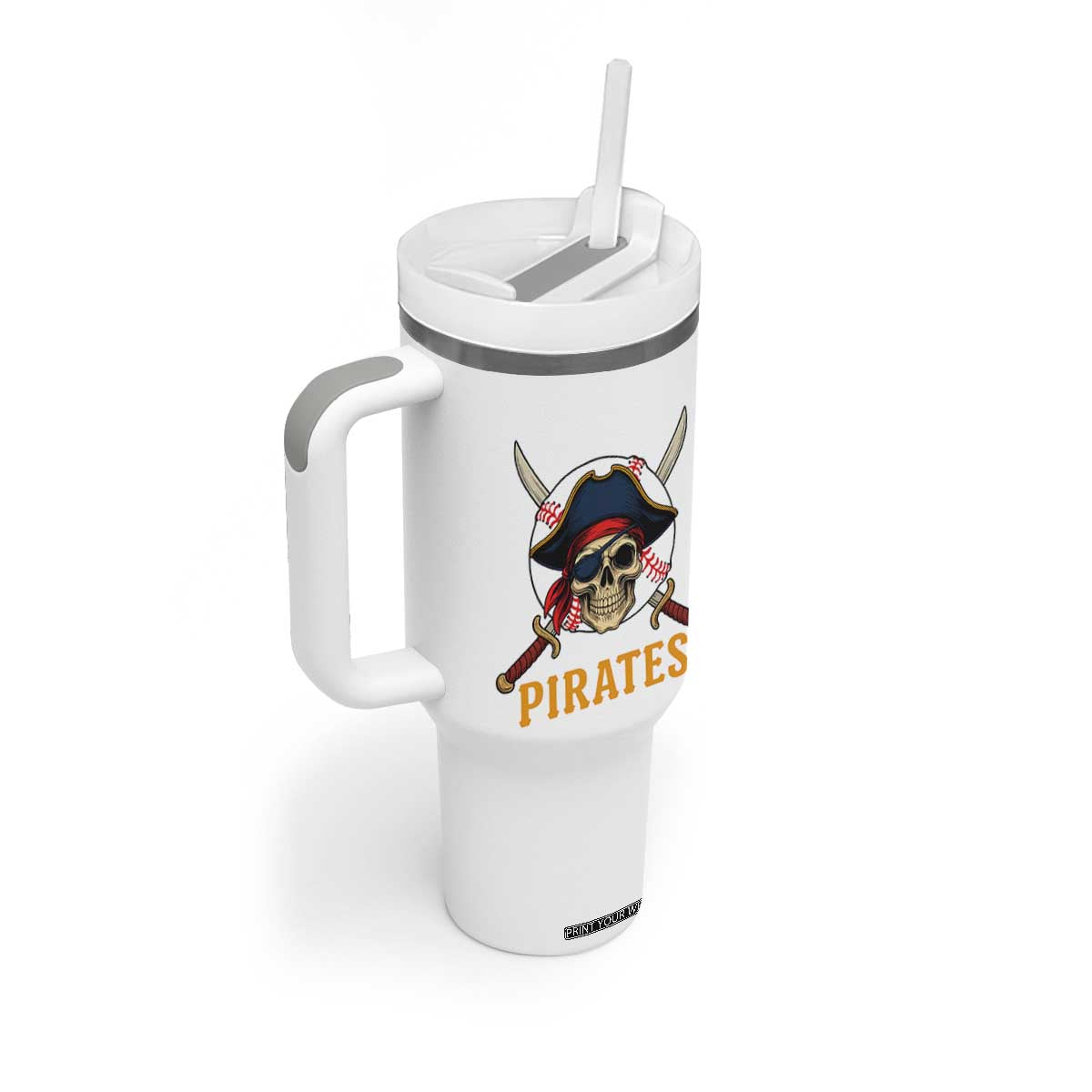 Pirates Baseball Tumbler With Handle Skeleton Sport Lover Gift TS12 Print Your Wear