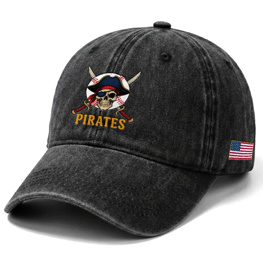 Pirates Baseball Washed Cotton Baseball Cap Skeleton Sport Lover Gift TS12 Print Your Wear