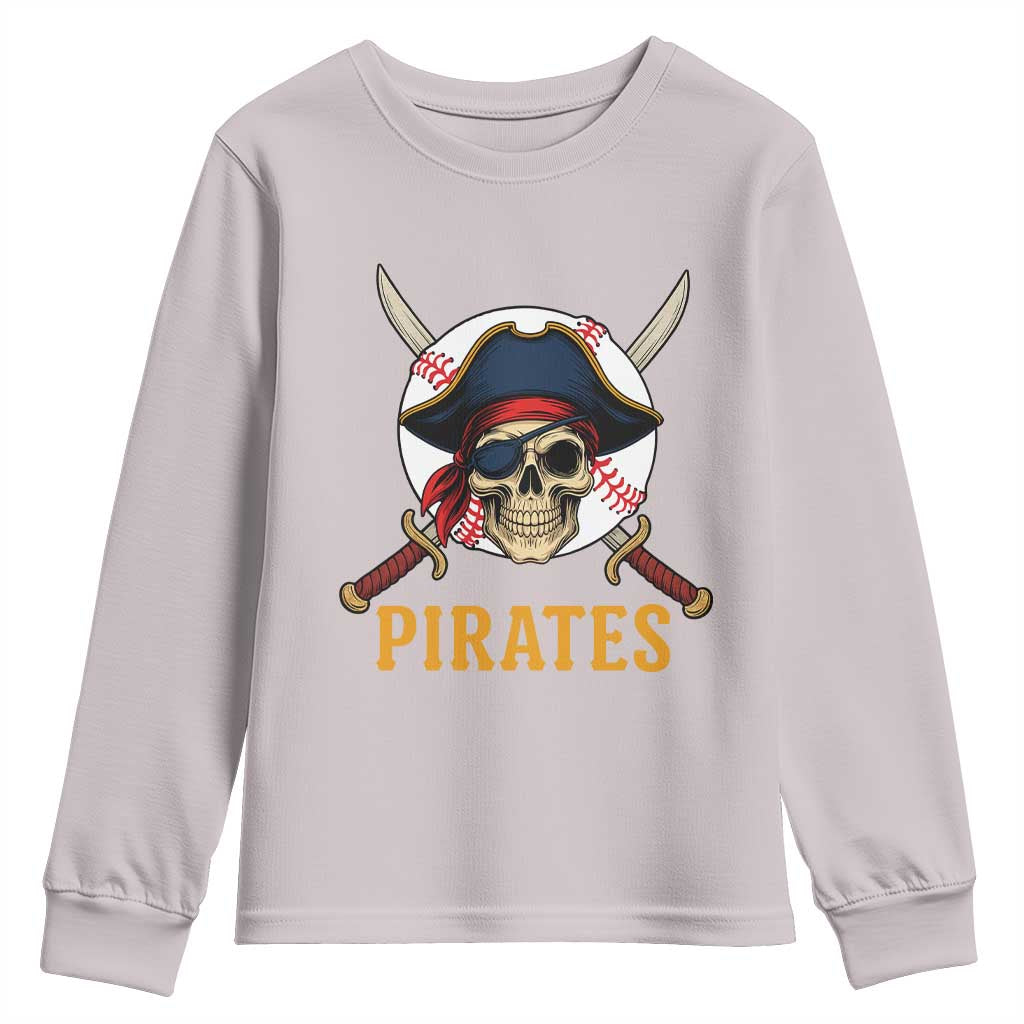 Pirates Baseball Youth Sweatshirt Skeleton Sport Lover Gift TS12 Ice Gray Print Your Wear