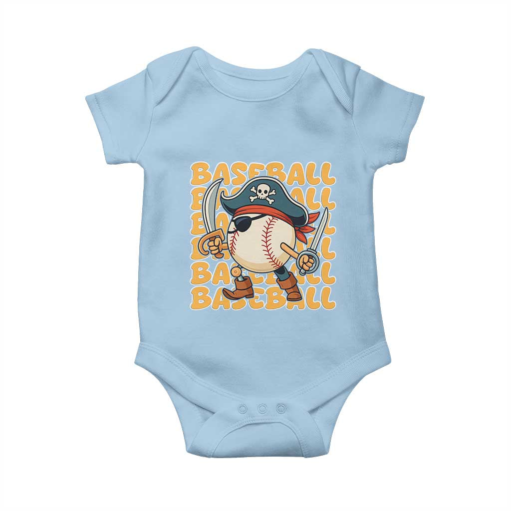 Funny Pirate Baseball Baby Onesie Sport Lover Gift TS12 Light Blue Print Your Wear