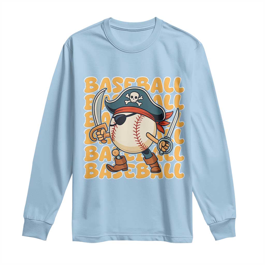Funny Pirate Baseball Long Sleeve Shirt Sport Lover Gift TS12 Light Blue Print Your Wear