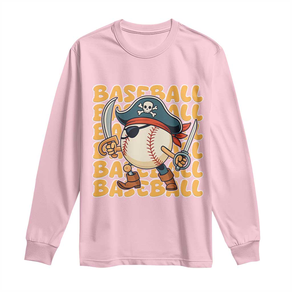 Funny Pirate Baseball Long Sleeve Shirt Sport Lover Gift TS12 Light Pink Print Your Wear