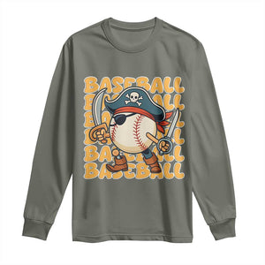 Funny Pirate Baseball Long Sleeve Shirt Sport Lover Gift TS12 Military Green Print Your Wear