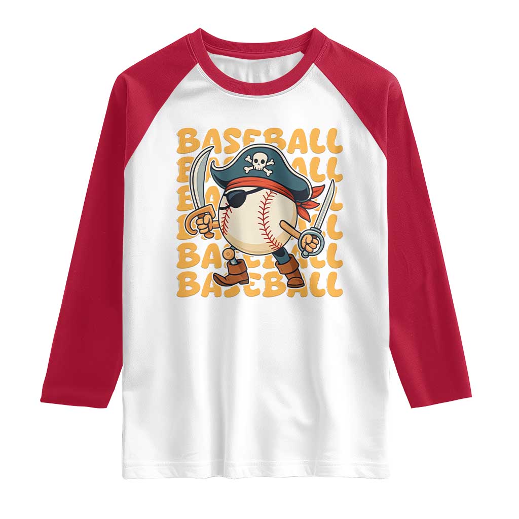 Funny Pirate Baseball Raglan Shirt Sport Lover Gift TS12 White Red Print Your Wear