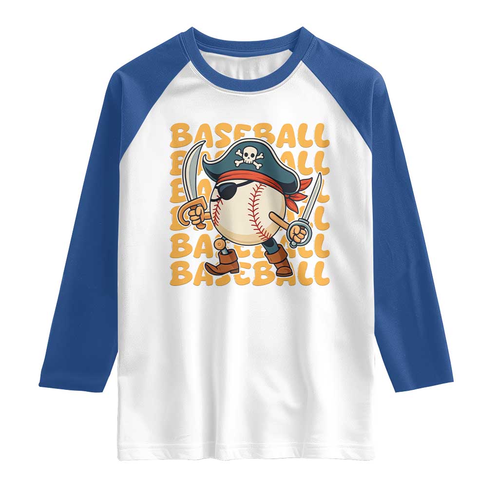 Funny Pirate Baseball Raglan Shirt Sport Lover Gift TS12 White Royal Print Your Wear