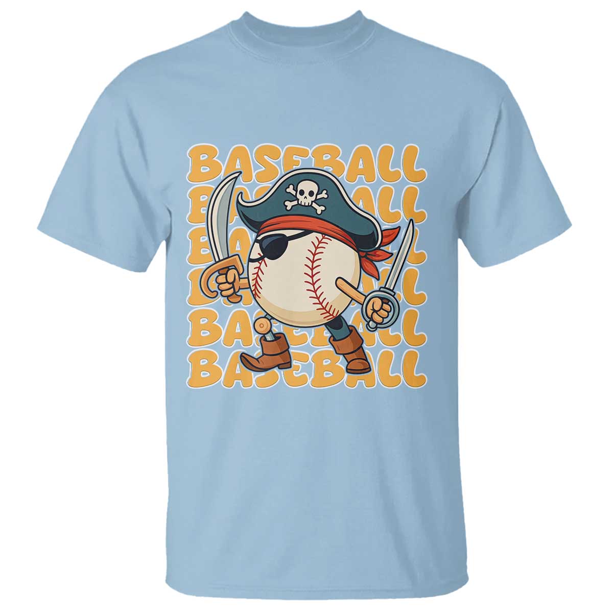 Funny Pirate Baseball T Shirt Sport Lover Gift TS12 Light Blue Print Your Wear