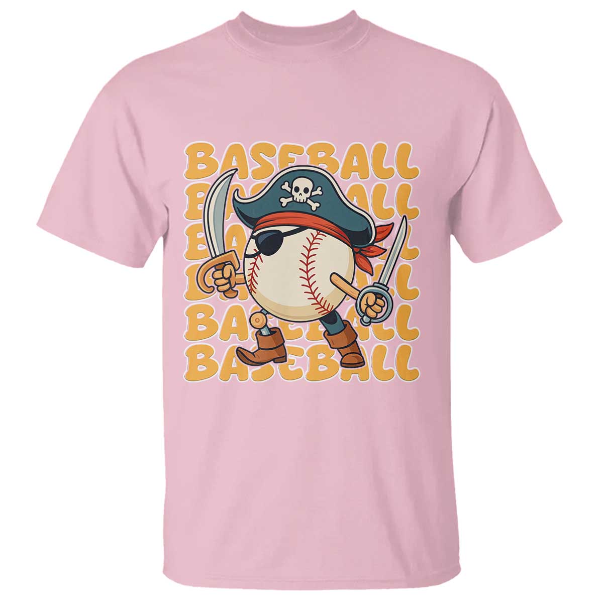 Funny Pirate Baseball T Shirt Sport Lover Gift TS12 Light Pink Print Your Wear