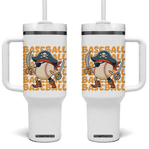 Funny Pirate Baseball Tumbler With Handle Sport Lover Gift TS12 One Size: 40 oz White Print Your Wear