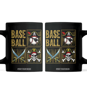 Funny Pirate Skeleton Baseball Coffee Mug Sports Lover Gifts TS12 Black Print Your Wear