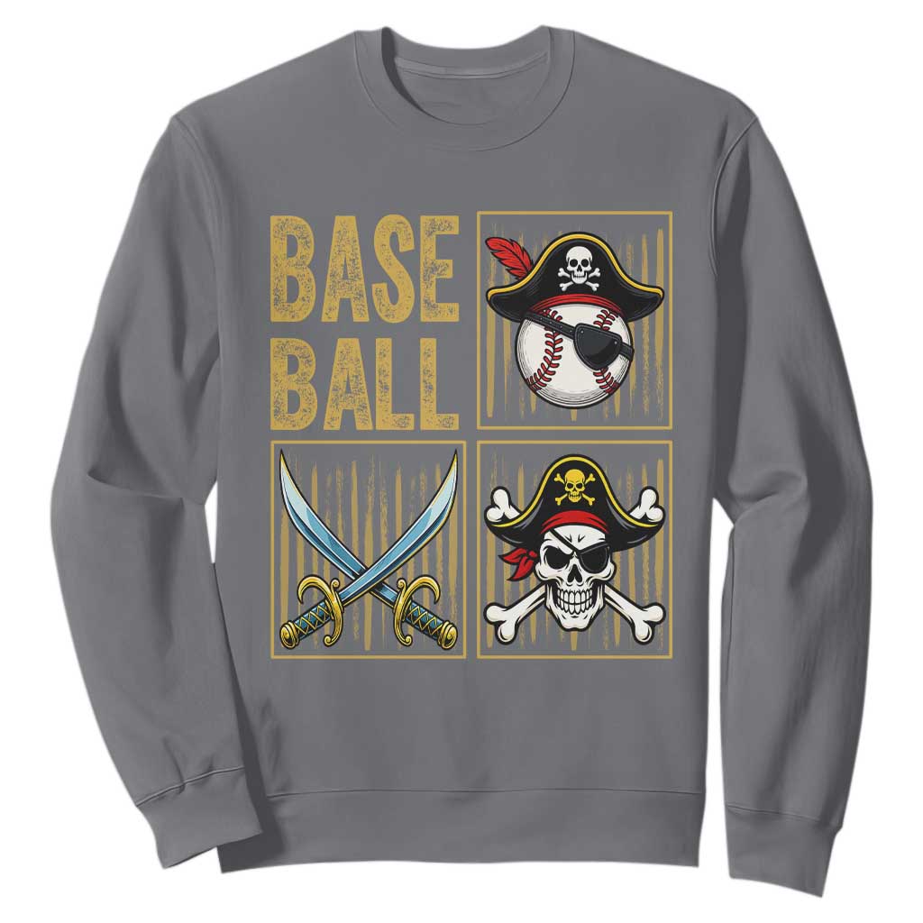 Funny Pirate Skeleton Baseball Sweatshirt Sports Lover Gifts TS12 Charcoal Print Your Wear