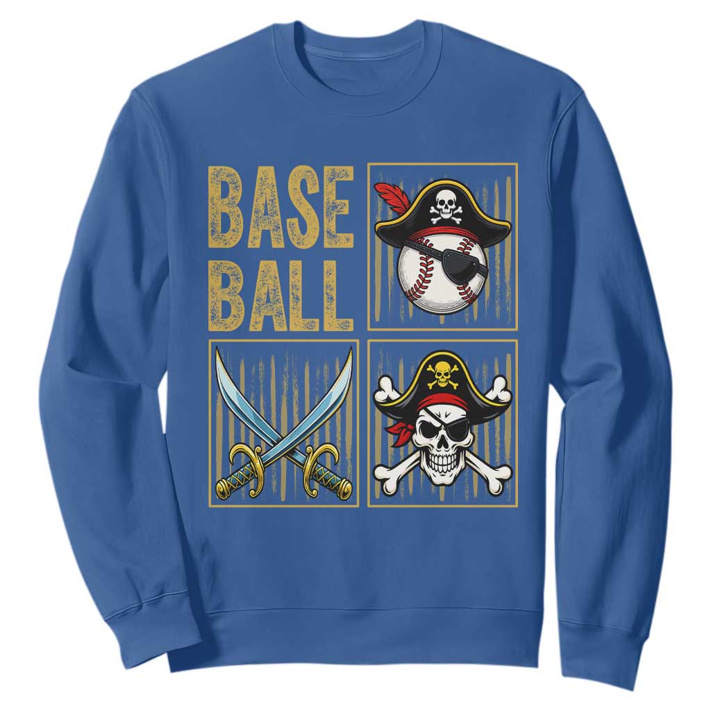 Funny Pirate Skeleton Baseball Sweatshirt Sports Lover Gifts TS12 Royal Blue Print Your Wear