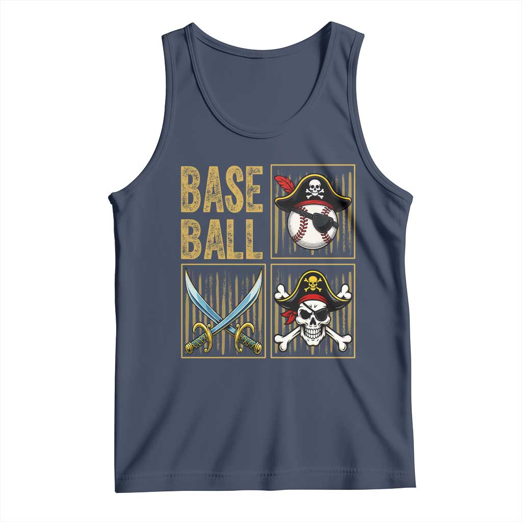 Funny Pirate Skeleton Baseball Tank Top Sports Lover Gifts TS12 Navy Print Your Wear