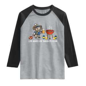 Funny Los Angeles Tailgate Club Raglan Shirt Game Day BBQ Ram Fan TS12 Heather Gray Black Print Your Wear