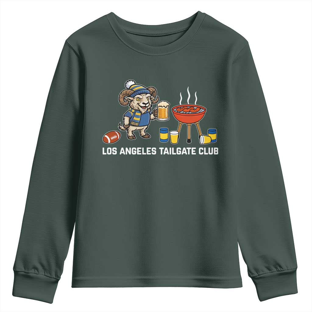 Funny Los Angeles Tailgate Club Youth Sweatshirt Game Day BBQ Ram Fan TS12 Dark Forest Green Print Your Wear