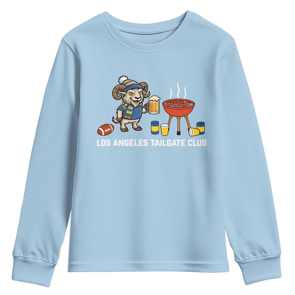 Funny Los Angeles Tailgate Club Youth Sweatshirt Game Day BBQ Ram Fan TS12 Light Blue Print Your Wear