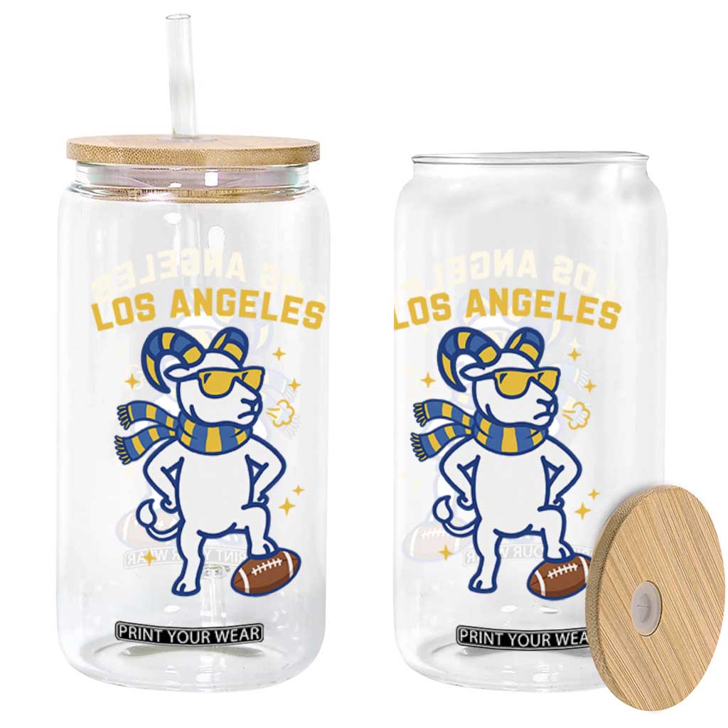 Cool Ram Football Fan Glass Can Royal Blue And Gold Pride TS12 Print Your Wear