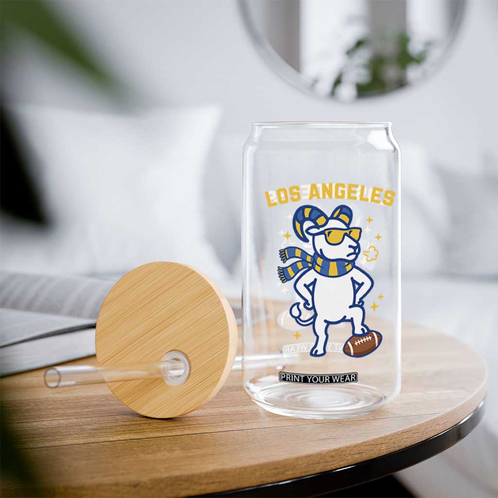 Cool Ram Football Fan Glass Can Royal Blue And Gold Pride TS12 Print Your Wear