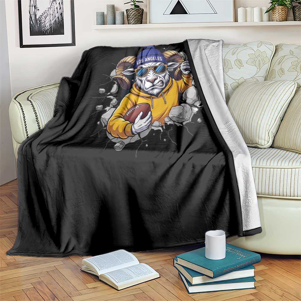 Los Angeles Sports Fan Gift Throw Blanket Angry Ram Face Cracked Wall TS12 Print Your Wear