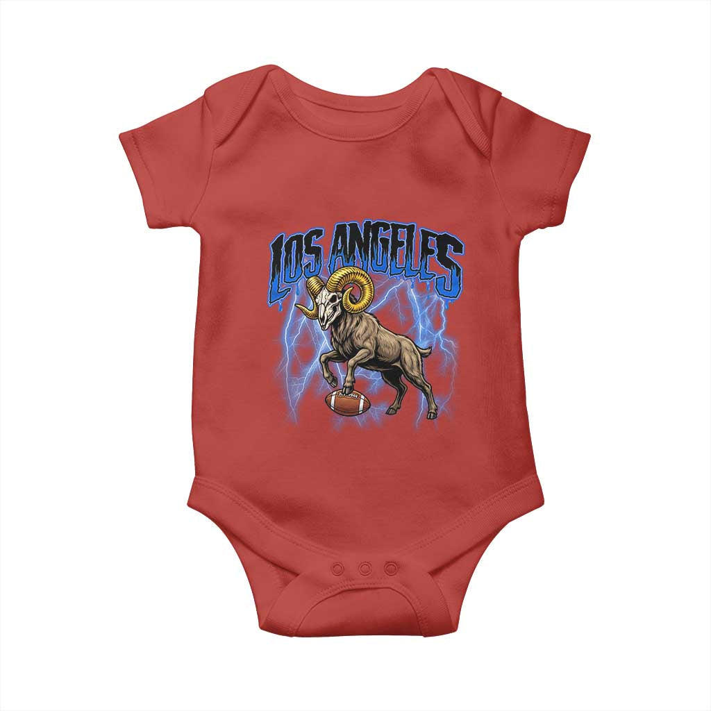 Gothic Lightning Ram Skull Baby Onesie Game Day Sports Fan Gift TS12 Red Print Your Wear