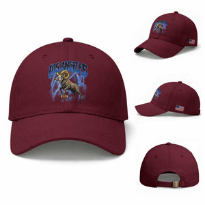 Gothic Lightning Ram Skull Baseball Cap Game Day Sports Fan Gift TS12 Baseball Cap Universal Fit Maroon Print Your Wear