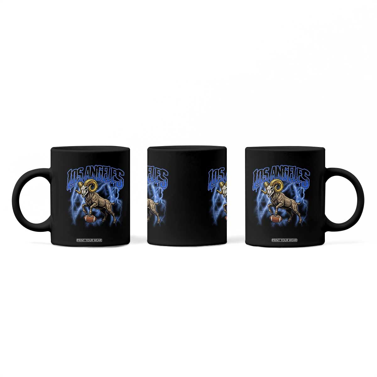 Gothic Lightning Ram Skull Coffee Mug Game Day Sports Fan Gift TS12 Print Your Wear