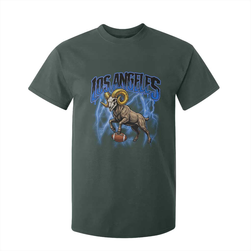 Gothic Lightning Ram Skull T Shirt For Kid Game Day Sports Fan Gift TS12 Dark Forest Green Print Your Wear