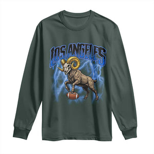Gothic Lightning Ram Skull Long Sleeve Shirt Game Day Sports Fan Gift TS12 Dark Forest Green Print Your Wear