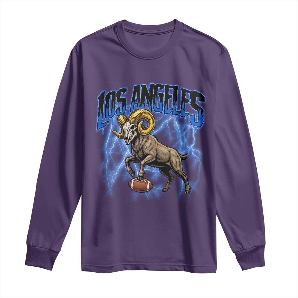 Gothic Lightning Ram Skull Long Sleeve Shirt Game Day Sports Fan Gift TS12 Purple Print Your Wear
