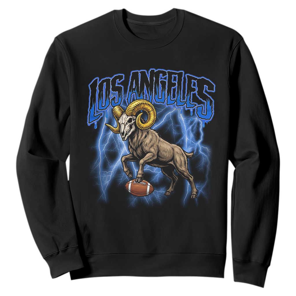 Gothic Lightning Ram Skull Sweatshirt Game Day Sports Fan Gift TS12 Black Print Your Wear