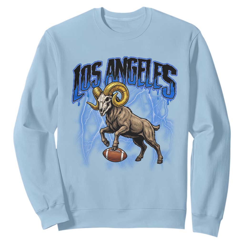 Gothic Lightning Ram Skull Sweatshirt Game Day Sports Fan Gift TS12 Light Blue Print Your Wear
