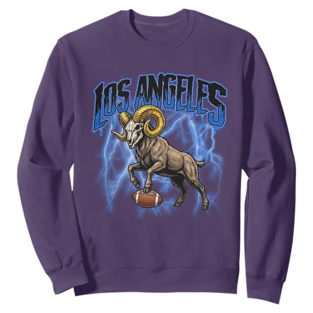 Gothic Lightning Ram Skull Sweatshirt Game Day Sports Fan Gift TS12 Purple Print Your Wear