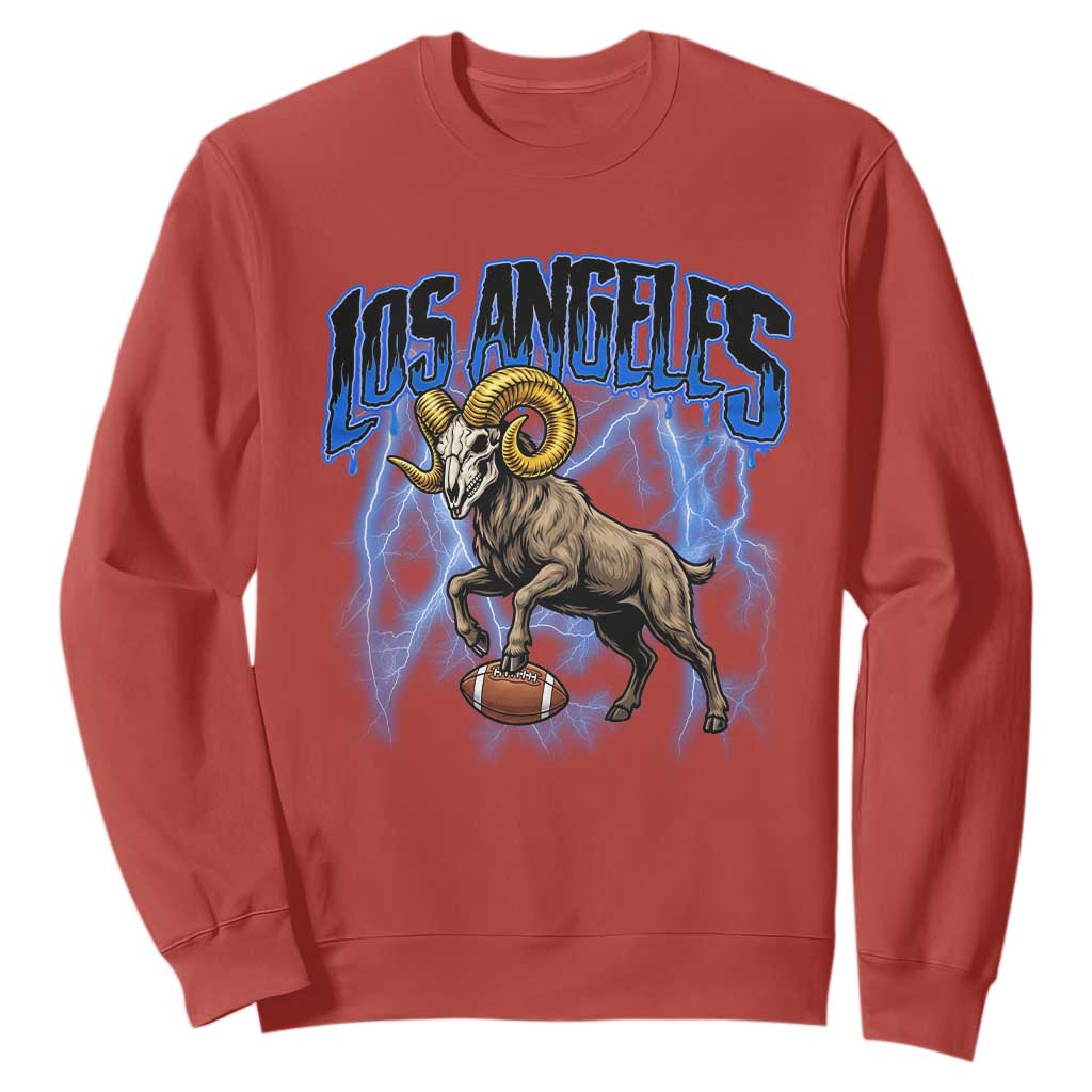 Gothic Lightning Ram Skull Sweatshirt Game Day Sports Fan Gift TS12 Red Print Your Wear