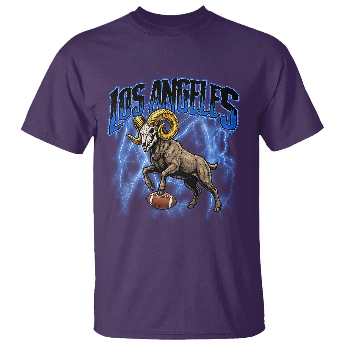 Gothic Lightning Ram Skull T Shirt Game Day Sports Fan Gift TS12 Purple Print Your Wear