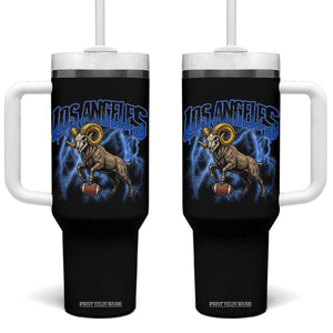 Gothic Lightning Ram Skull Tumbler With Handle Game Day Sports Fan Gift TS12 One Size: 40 oz Black Print Your Wear