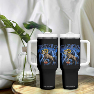 Gothic Lightning Ram Skull Tumbler With Handle Game Day Sports Fan Gift TS12 Print Your Wear