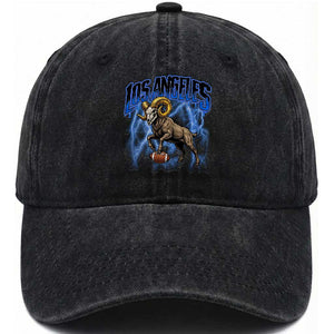 Gothic Lightning Ram Skull Washed Cotton Baseball Cap Game Day Sports Fan Gift TS12 Print Your Wear