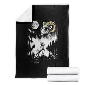 Cool Ram Wearing Sunglasses Moon Nature Vintage Graphic Throw Blanket TS12 Black Print Your Wear