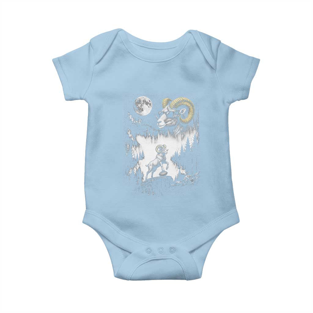 Cool Ram Wearing Sunglasses Moon Nature Vintage Graphic Baby Onesie TS12 Light Blue Print Your Wear