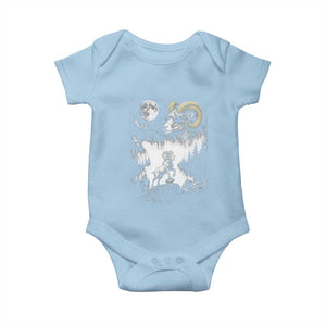 Cool Ram Wearing Sunglasses Moon Nature Vintage Graphic Baby Onesie TS12 Light Blue Print Your Wear